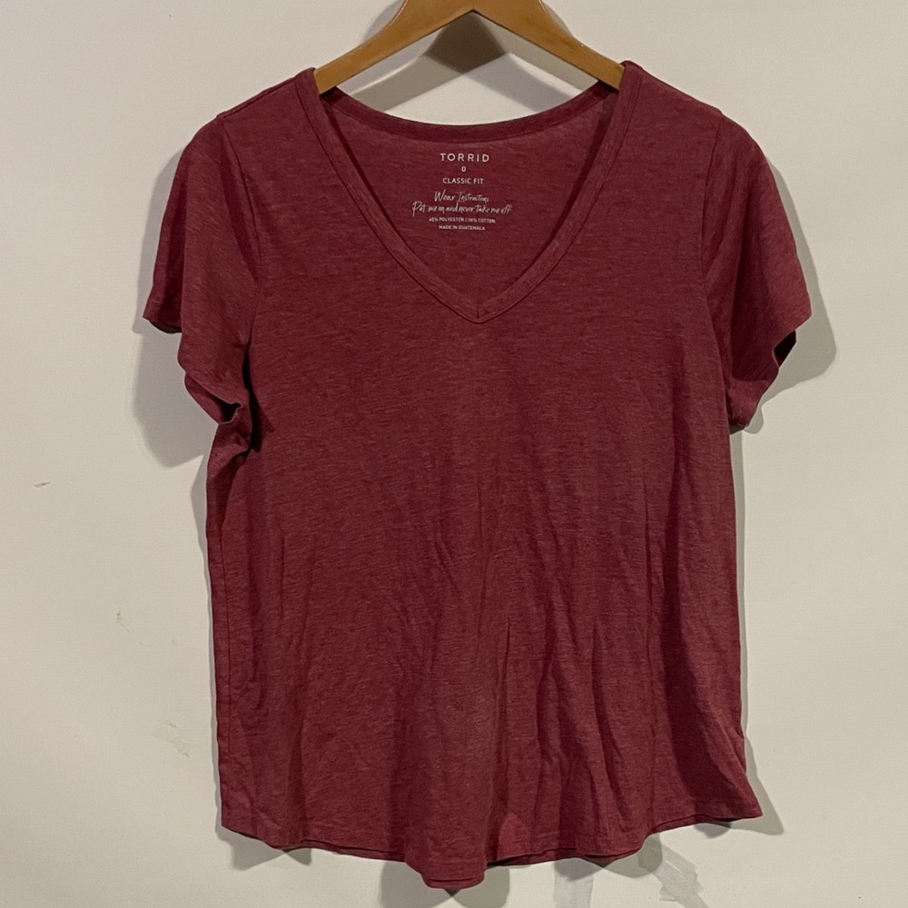 torrid Burgundy V-Neck Short Sleeve Tee